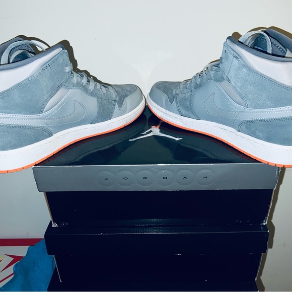 Air Jordan 1’s Gray and Orange Sneakers - Picture 5 of 6